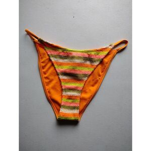 Wild Fable‎ Crochet Striped Bikini Bottom Orange Multi Color Retro Style Size M